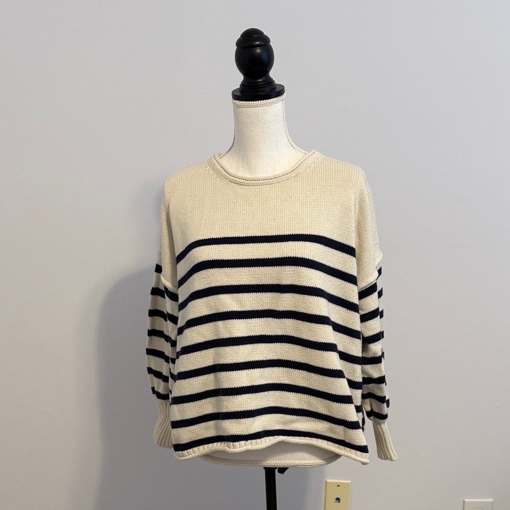 Madewell Cream and Black Striped Sweater